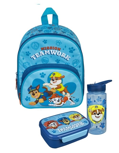 Paw Patrol børnehavestart sæt - rygsæk 2 rum, madkasse, drikkedunk 